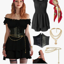 Pirate Costume Women Sexy Womens Pirate Romper Dress Outfit with Bandana Corset Accessories 6PCS Size M