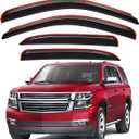 Lightronic Extra Durable Clip-on in-Channel Auto Vent Window Visor, Fits 2007-2014 Chevrolet Tahoe & GMC Yukon, UV Protection Rain Guard, Original Wind Deflector, No-Drill Install, Dark Smoke, 4-Pcs