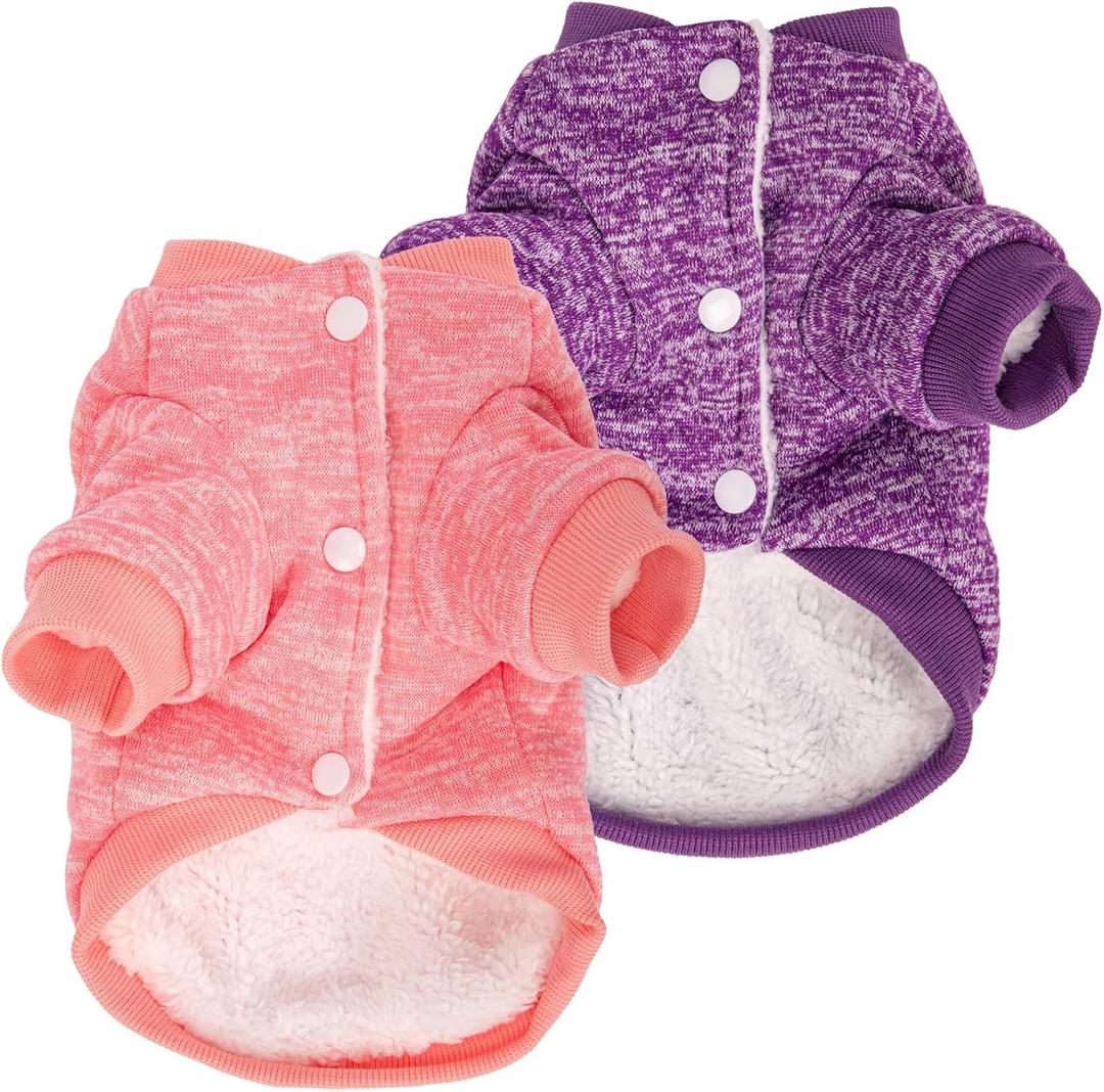 Dog Sweater, Dog Sweaters for Small Dogs, 2, 3 Pack Warm Soft Pet Clothes for Puppy, Medium Large Cat, Dogs Girl or Boy, Dog Shirt for Winter Christmas (Coat Pink+Purple, X-Large)