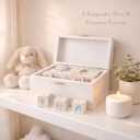 Nolia Baby Shower Blocks Decorating Game 48 White Wooden Cubes to Decorate, Storage Box, 12 Acrylic Markers & Instruction Sign