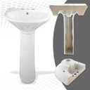 Renovators Supply Manufacturing Ondine Space Saving 16" W x 33" H x 14.5" Proj. Small Bathroom Pedestal Sink, Vitreous China, with Overflow, Compatible with 4 in. Centerset Faucets