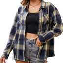 Alex Vando Womens Button Down Long Sleeve Flannel Shirt,Navy/Yellow, XL
