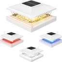 APONUO Solar Post Cap Lights with 8 RGB Solid Colors & Multicolor Flow - 4 Pack Fence Post Solar Lights, IP65 Waterproof - Fits 4x4 5x5 6x6 Wood & Vinyl Posts - White