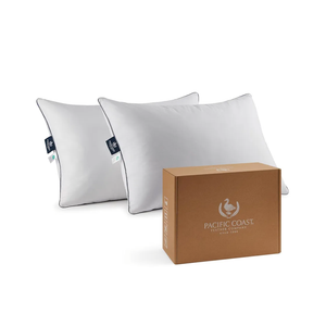 Pacific Coast Goose Feather and Down Bed Pillows Standard Size Set of 2, Hotel Pillow for Sleeping, Downproof, Soft, Fluffy, 100% Cotton Shell