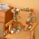 SUQ I OME Fall Maple Leaf with Pumpkin Garlands forHalloween Thanksgiving Day Party Art Decor (6 feet-1 pack)