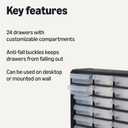 Amazon Basics 24-Drawer Plastic Storage Organizer with Dividers for Office/Craft/Tools, Wall Mountable, Sturdy, 6.3 x 21.3 x 15.8 inch, Black