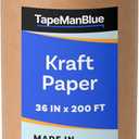 Kraft Paper Roll, 36" x 2400" (200'), Made in USA, 30 lb. Roll of Brown Paper for Banner, Poster, Crafts, Bulletin Board Backing, Kraft Table Cloth, Brown Construction for Shipping and Gift Wrapping