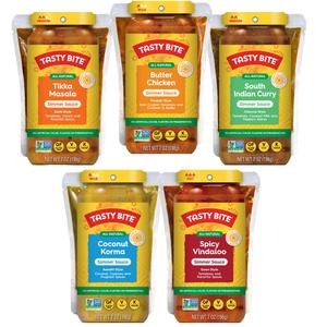 Tasty Bite Sauces Variety, Pack of 5, Butter Chicken, Tikka Masala, Coconut Korma, Spicy Vindaloo, South Indian Curry (EXP 04/30/27)