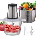 Electric Food Chopper, 5-Cup Food Processor by Homeleader, 1.2L Glass Bowl Grinder for Meat, Vegetables, Fruits and Nuts, Stainless Steel Motor Unit and 4 Sharp Blades, 300W