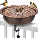 VIVOHOME Deck Mounted Polyresin Bird Bath with Adjustable Sturdy Metal Clamp for Railings up to 3.9 Inch, Capacity 1.4 Gallons for Patio, Gardens, Yard, Deck, Bronze