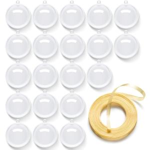 20PCS Bulk Clear Acrylic Ornaments - 6CM Fillable Plastic Christmas Balls for DIY Craft Projects & Wedding Party Decorations (Round)