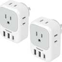 Australia Plug Adapter, TESSAN Australian Power Adaptor with 4 Outlets 3 USB Charging Ports (1 USB C), Type I Plug for US Travel to New Zealand China Argentina Fiji AU, 2 Pack