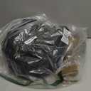 GREENSTELL Small Vanity Stool Chair with Storage and Folding Back, 13" x 13" x 17.7" Faux Fur Soft Ottoman for Teenager, 4 Metal Legs with AntiSlip Feet, Furry Padded Seat for Makeup, Bedroom, Black