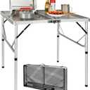 REDCAMP Folding Portable Grill Table for Outside, Lightweight Aluminum Metal Grill Stand Table for Camping Cooking BBQ RV Picnic,Easy to Assemble with Adjustable Heights Legs,Silver 32x32