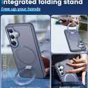 HuwaiH Magnetic Stand for Samsung Galaxy S24 FE Case, Military-Grade Protection, Anti-Fingerprint Anti-Scratch Translucent Matte Phone case for Samsung Galaxy S24 FE(Dark Blue)