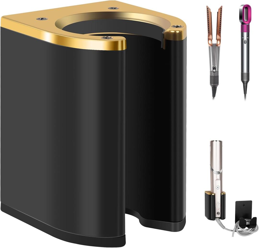 Wall Mount Holder Compatible with Dyson Airwrap/Airstrait Styler, Hair Dryer Holder for Shark FlexStyle, Universal Curling Iron Organizer Holder for Bathroom Vanity