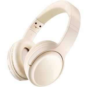 SN-A2 Headphones Wireless Bluetooth with Mic, Lightweight On Ear Aesthetic Headphone, Deep Bass, Bluetooth 5.3, 20H+ Playtime, Portable Wired Headphones for School, Travel, Gym - Beige