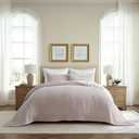 EVERGRACEHOME Cotton Gauze King Bedspread, Ultra Soft Prewashed Pick Stitch Matelass Coverlet, Lightweight Oversized King Quilt Bedding Set for All Season, w/ 2 Shams, Rosette Beige reverses White (KING/CAL KING (108"x96"))