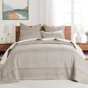 Levtex Home Cross Stitch Reversible King/Cal King Quilt Set (106x92in) with 2 Pillow Shams (36x20in) - Stitch Texture - Adobe - Cotton King Size Quilt Bedding Set - Lightweight, Soft, Pre-Washed