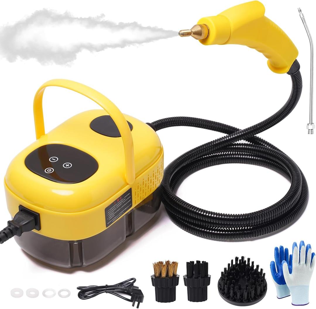 2500W Portable Steam Cleaner, Steam Shot Cleaner Handheld Steamer for Car Detailing, High Heat Cleaning Machine with Brush Heads for Bed Bugs Couch Furniture Kitchen Bathroom Grout and Tile
