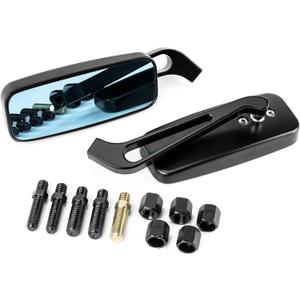 PSLER 8mm 10mm Motorcycle Mirrors - Motorcycle Rear View Side Mirrors fit for Road Glide Street Glide Sportster 48 883 120 Chopper Softail Bobber Cruiser (Black)