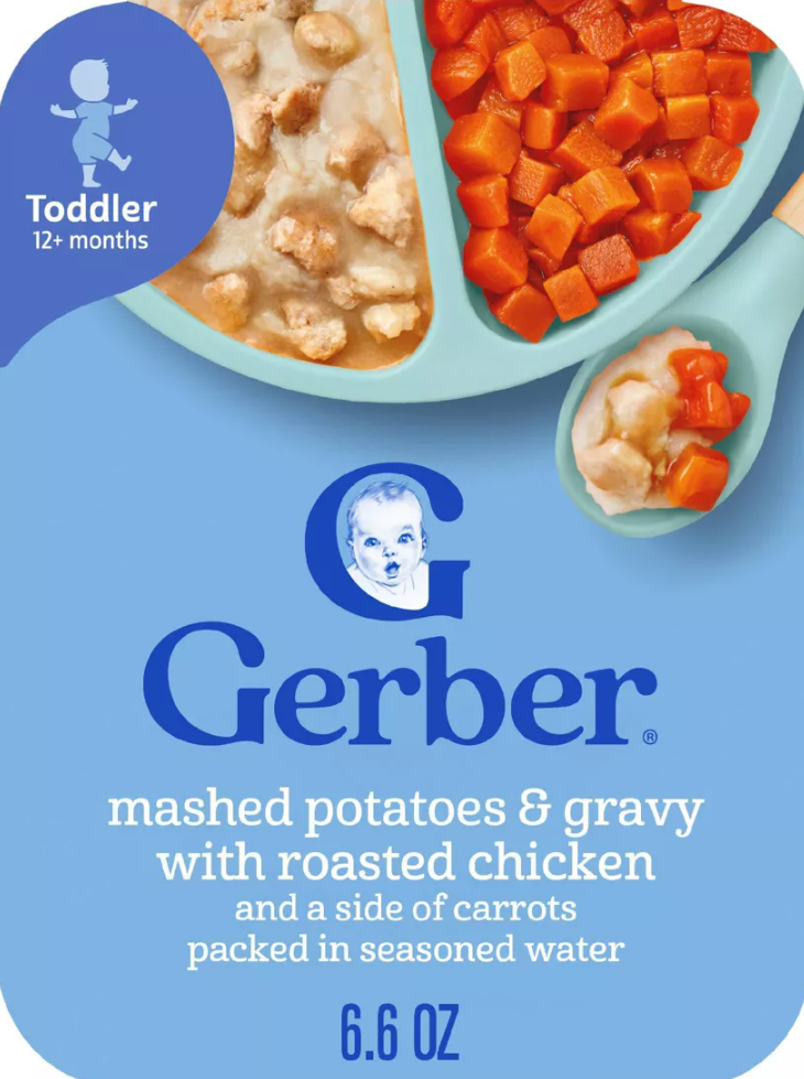 Gerber Baby Food Mashed Potatoes & Gravy with Roasted Chicken and Carrots Toddler Meals - 6.6oz (8 Pack 09.OCT 2025)