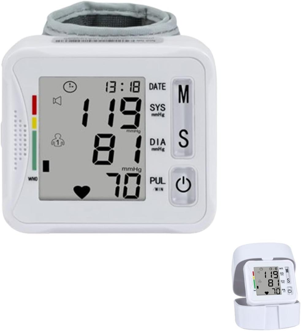 TOPBOMED Electronic Blood Pressure Monitor,Wrist Blood Pressure Monitor 2x99 Reading Memory for Adults Wrist BP Monitor with Carrying Case for Home Use