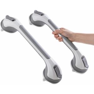 TAILI Grab Bars for Bathtubs and Showers 2 Pack Suction Grab Bar, Heavy Duty Shower Handle Removable Bath Handrails for Seniors and Elderly, Bathroom Safety Grip No Drilling Waterproof, Grey