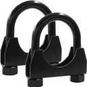 2 Pack 1-1/2 Inch U-Bolt Muffler Exhaust Clamps - Saddle Style Heavy Duty 304 Stainless Steel U-Bolt Muffler Exhaust Hook for Secure Exhaust Connection