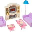 24012 Dollhouse Furniture, Living Room with TV/DVD Set and Show Case Play Set