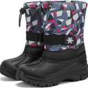 koppu Boys Girls Snow Boots Kids' Waterproof Snow Boots for Winter Slip Resistant Cold Weather Shoes (9 Toddler, Pinkish Gray)