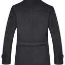 ELETOP Men's Pea Coat Winter Wool Jacket Short Trench Coat Windbreaker 1109 Grey L