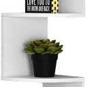 WELLAND White Finished Floating Shelf,Zig Zag 4 Tiers Corner Wall Mounted Shelf