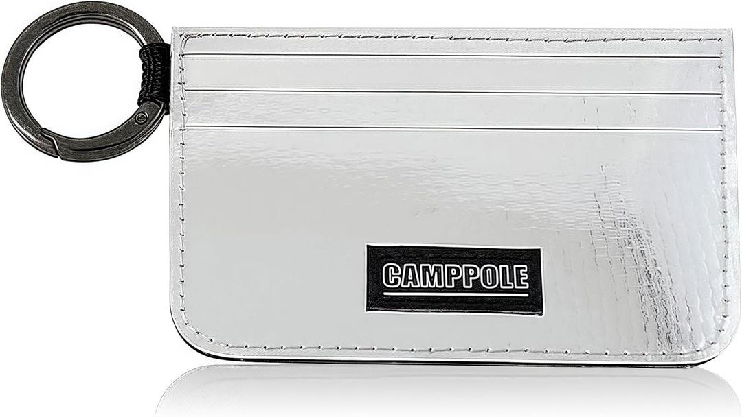 2 x CampPole Credit Card Holder for Women, Card Holder Wallet, Card Case Wallet, Minimalist Wallet, Small Wallets with Keychian, Slim Front Pocket Wallets (Silver)