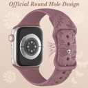 6 Pack Floral Engraved Silicone Bands Compatible for Apple Watch Band 38mm 40mm 41mm 42mm 44mm 45mm 46mm 49mm Women,Flower Sport Straps for iWatch Series 10 9 8 se Ultra 7 6 5 4 3 2 (Black/Starlight/Pink/Milk Tea/Smoke Violet/White)