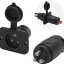 70A Trolling Motor Plug & Receptacle for 2 or 3 Wire 12-48V Systems Compatible with Minn Kota Marine Boat, Watertight Heavy Duty Electrical Power Connector Black