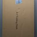 TEMI Small Computer Desk Folding Table - No Assembly, Compact 44.3" Foldable Desk with Power Outlets & USB Charging Port, Portable Small Office Desk, Ideal Mini Study Table, Dark Oak