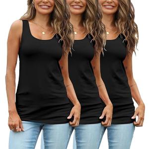 TAIPOVE Womens Extra Long Tunic Tank Tops Cotton Camisoles Basic Layering Sleeveless Black L (Pack of 1)