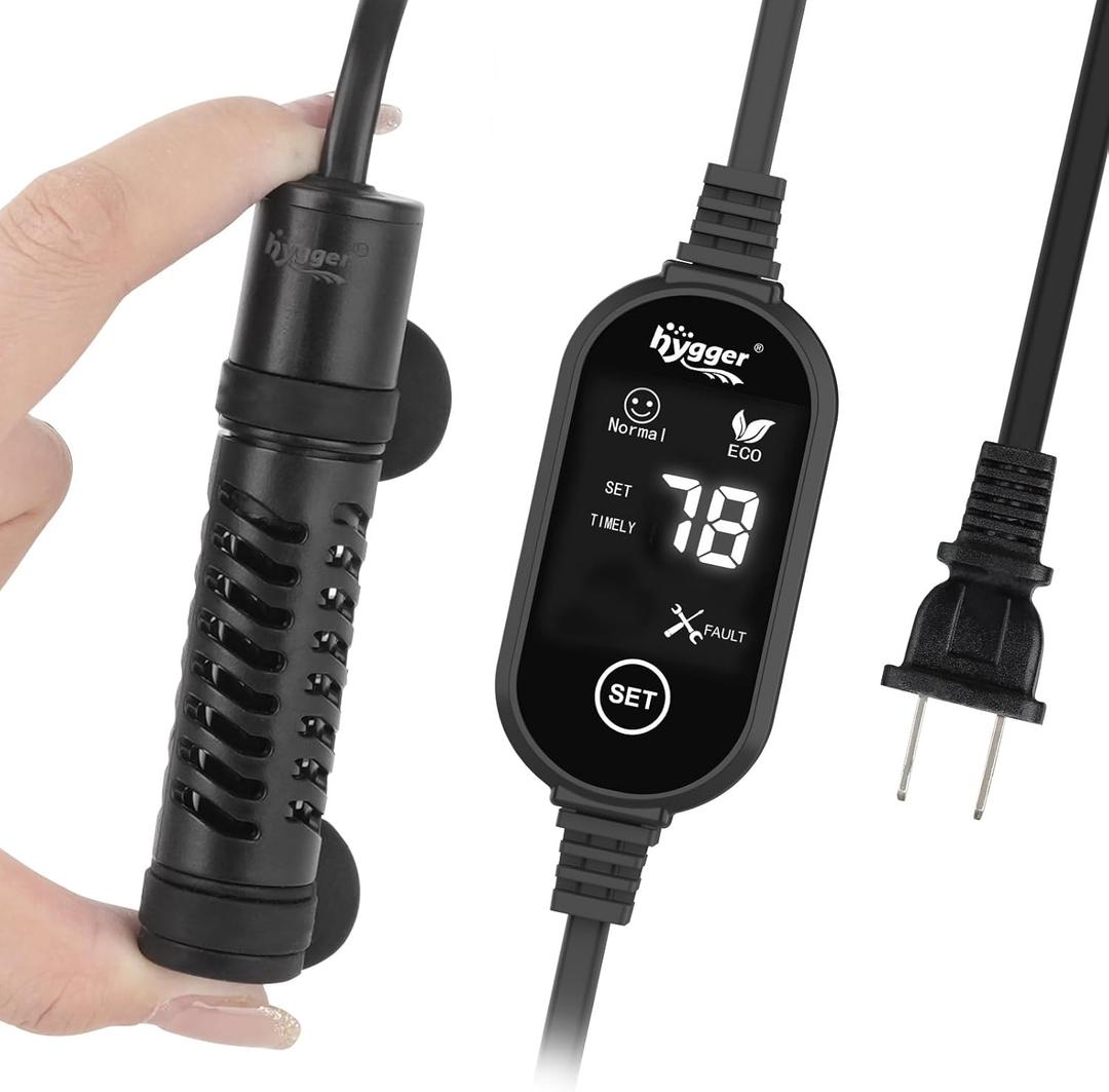 Hygger Ceramic Submersible Aquarium Heater, New Explosion-Proof Fish Tank Water Heater with External Temp Controller Auto Thermostat Heater for Saltwater Freshwater (15W for 1~5 Gallon)