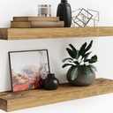 SODUKU Natural Wood Floating Shelves Set of 3, Wide and Thick Rustic Wooded Wall Shelf 24 inch, Floating Shelf Wall Mounted for Living Room Bedroom Bathroom Kitchen - DIY Unfinished - 24D x 6.7W inch