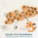 Decorative Honeycomb Magnetic Key Holder for Wall - Heavy Duty Organizer, Multi Hanger, Wood Rack, Modern Mount (Brown)