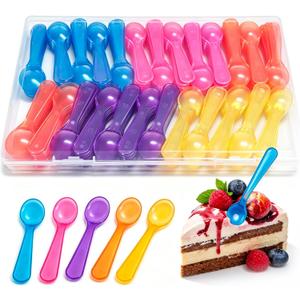 Mini Tasting Spoons 3 Inch, BPA Free Multi-Color Plastic Disposable Spoons for Ice Cream, Dessert, Yogurt & Samples, Small Party Spoons Bulk Pack (Multi-Color-200pcs)