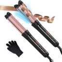 Hair Straightener & Curler 2 in 1, 360Airflow Curling Iron 1 INCH Flat Iron Hair Straightener Up to 430F, Cooling Air Curling Wand for Long Hair with 5 Temps Double Voltage (Rose Gold)