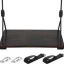 KINSPORY Wooden Swing Seat, Outdoor Swing Set Accessories for Backyard, Height Adjustable Rope with Hanging Tree Straps Kit for Porch Patio Garden Playgroud (Brown)