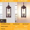 2 Packs 24" Extra Large Dusk to Dawn Light Fixture 3-Light, Oil Rubbed Bronze Outdoor Porch Lantern Wall Mounted, Waterproof Modern Outside Wall Sconce Brown Lamp for House, E12