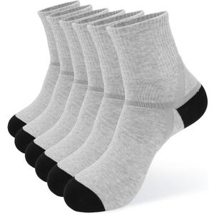 Anfuhug Men'S Running Socks High Performance Socks Moisture Wicking Seamless Cushioning Arch Compression Comfort (US, Numeric, 8, 11, Regular, Regular, 3 pairs Grey)