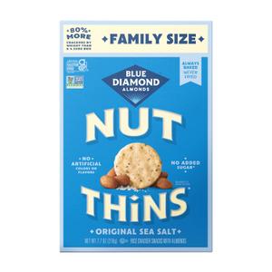Blue Diamond Almonds Nut-Thins Gluten Free Cracker Crisps, Original, Family Size, 7.7 oz (Best By 02/27/27)