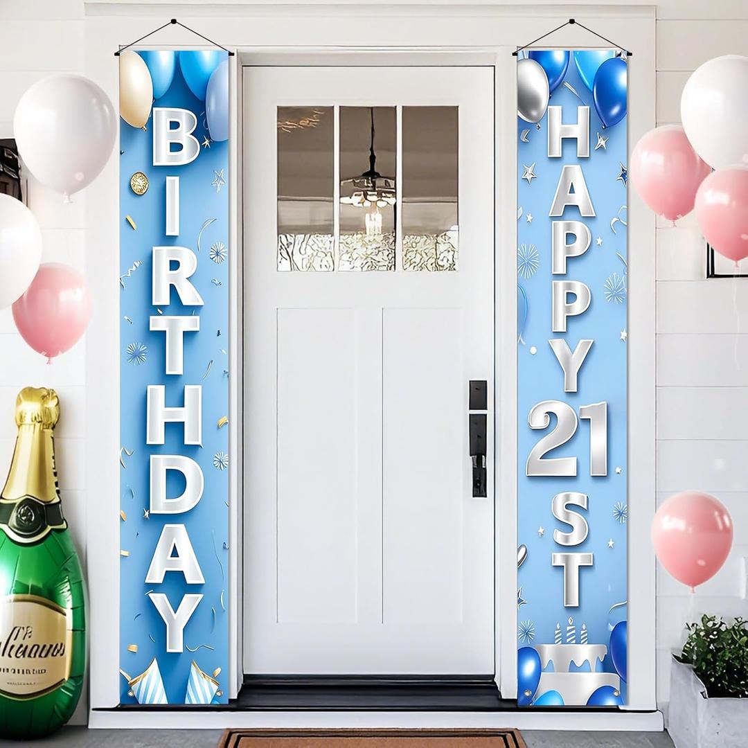 BlissYard Happy Birthday Door Banner Decorations Happy Birthdays Hanging Decor for Men Women Birthday Porch Sign Party Supplies for 21st Decoration for Outdoor Indoor Birthday Decor