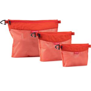 Pack Of 3 Pcs Water-resistant Material Zipper Pouch Set, Mesh Zipper Bags for Storage, Travel, Office (Orange)