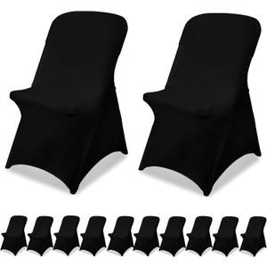 Black Chair Covers Stretch Folding Chair Covers Universal Spandex Fitted Chair Slipcovers for Wedding Dining Party Banquet Holidays Celebration Trade Show Craft Show Decoration (12 Pack)